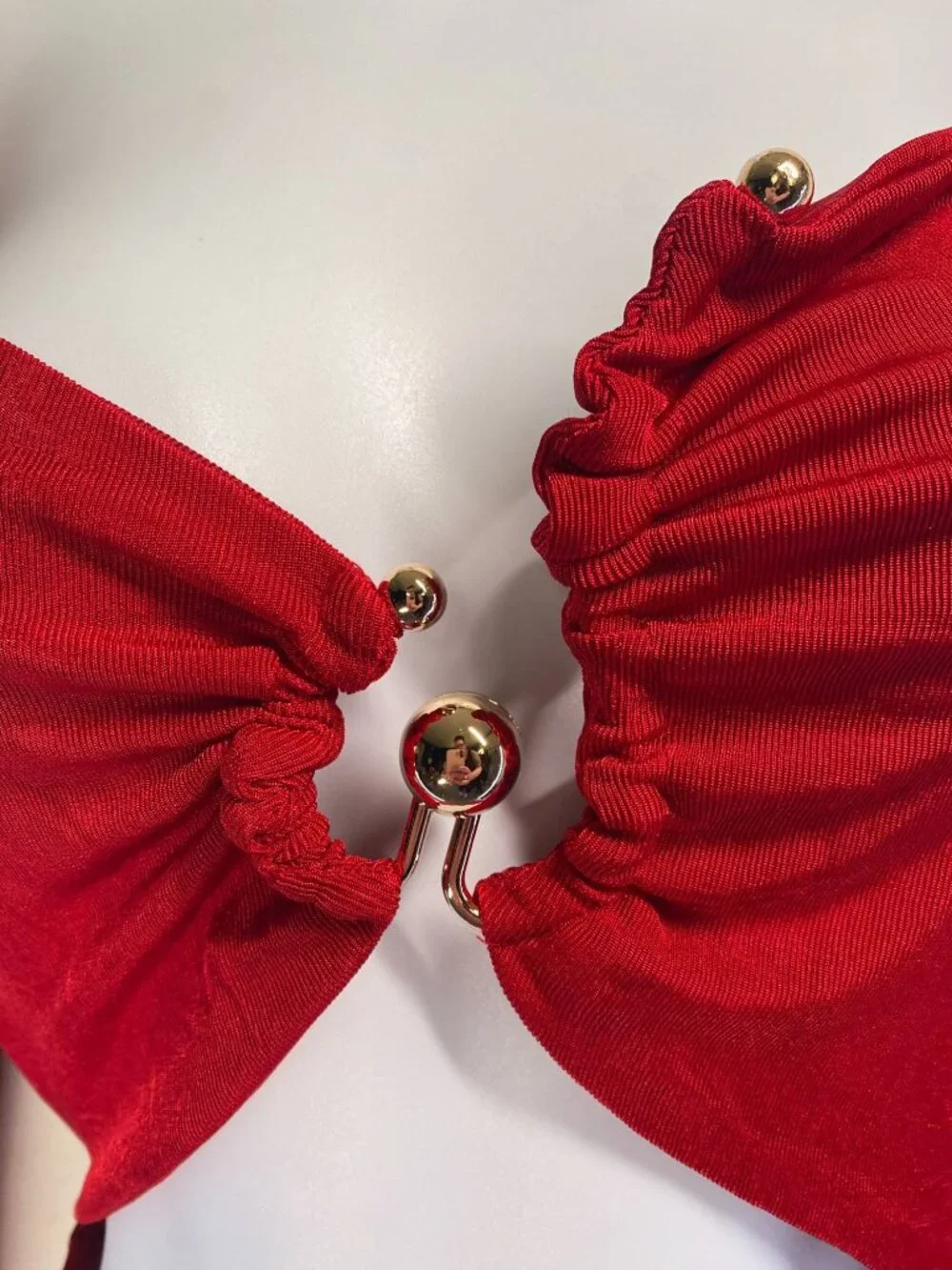 NWT Small Zaful Red Long Sleeve Cutout Bodycon Midi Dress With Gold - Picture 3 of 9